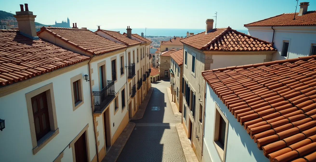 Vue aérienne des quartiers résidentiels de Marseille avec différents niveaux de sécurisation visible