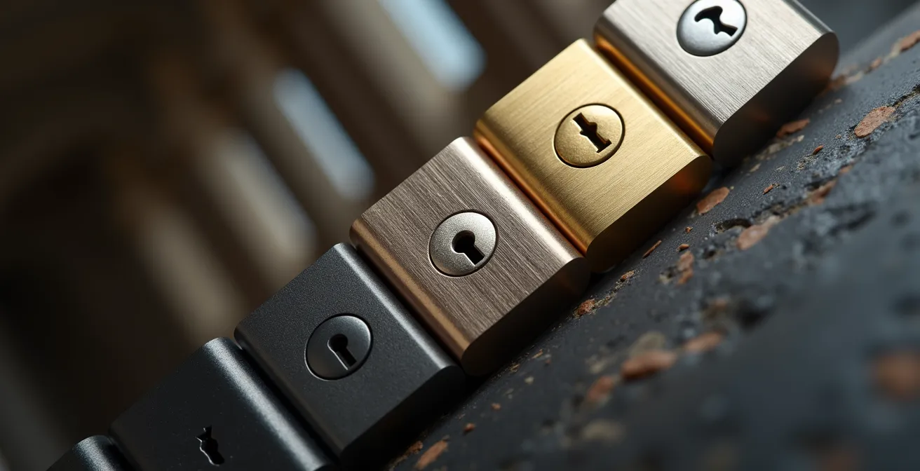 Différentes finitions de serrures adaptées aux styles architecturaux français