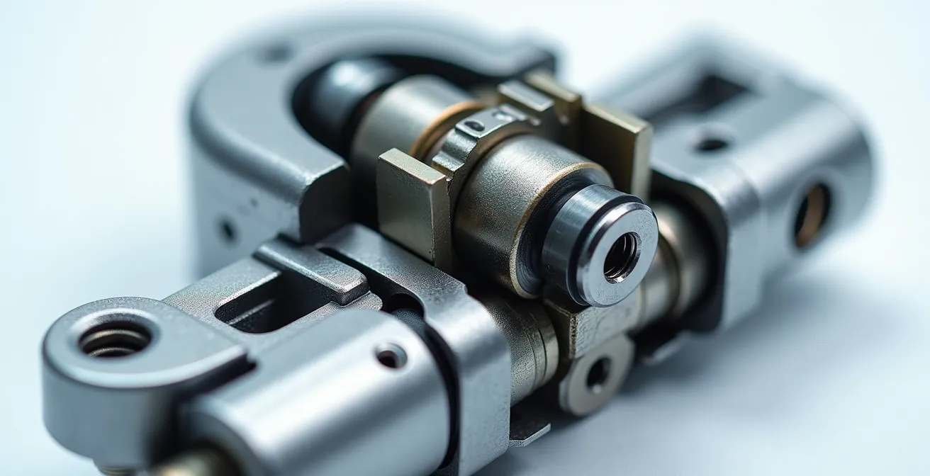 Coupe transversale d'un cylindre débrayable montrant le mécanisme de double embrayage