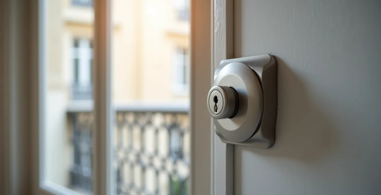 Serrure haute sécurité avec mécanisme visible en transparence