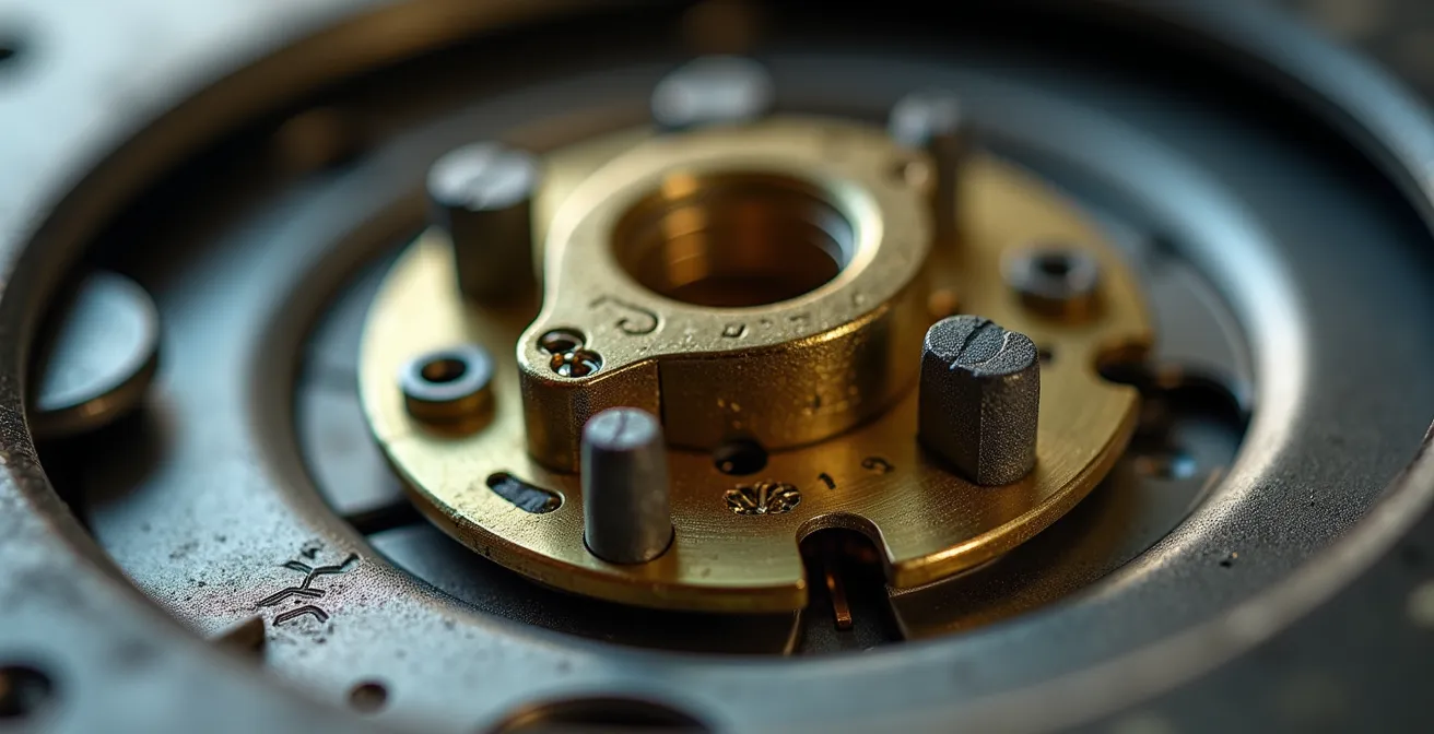 Gros plan sur une serrure certifiée A2P montrant les mécanismes de sécurité complexes