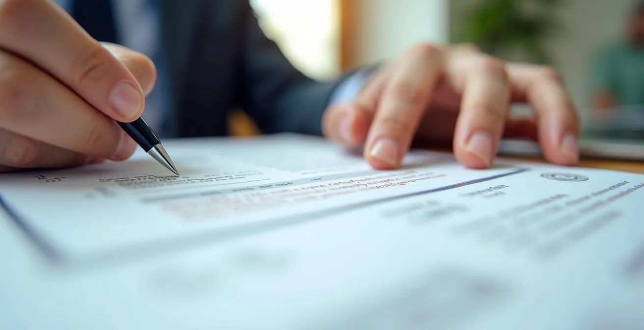 Main tenant un document d'attestation d'assurance avec détails flous