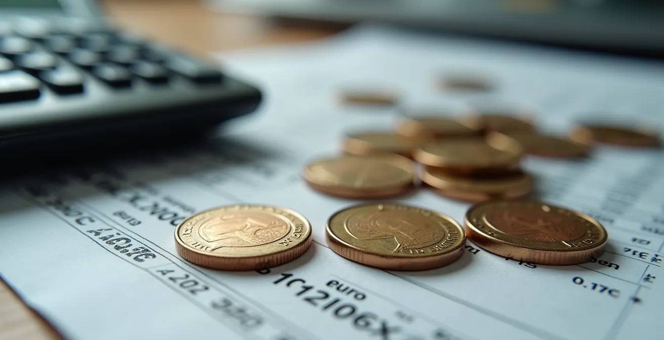 Visualisation macro des composants d'une facture de serrurier avec détails des charges et cotisations