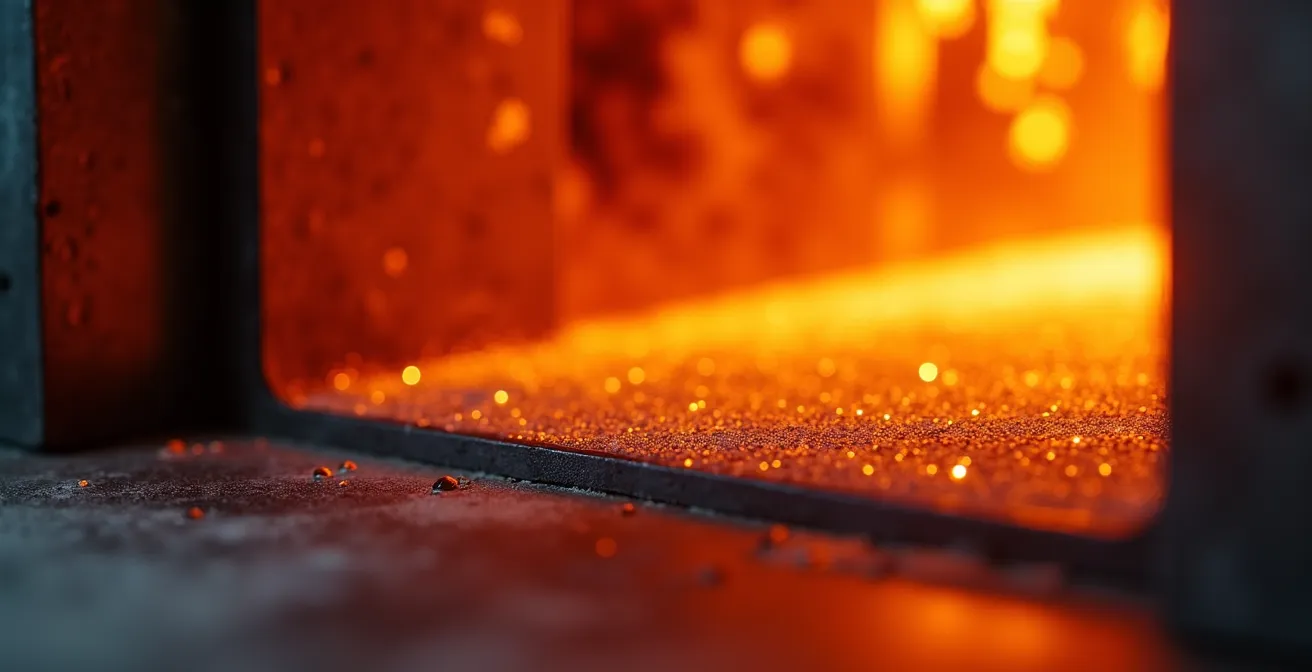 Test de résistance au feu d'un coffre ignifuge dans un four industriel