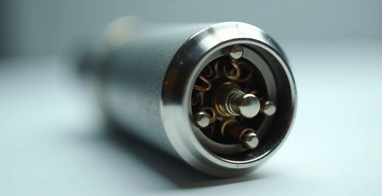 Gros plan sur une serrure certifiée A2P avec marquage visible et outils de test professionnels