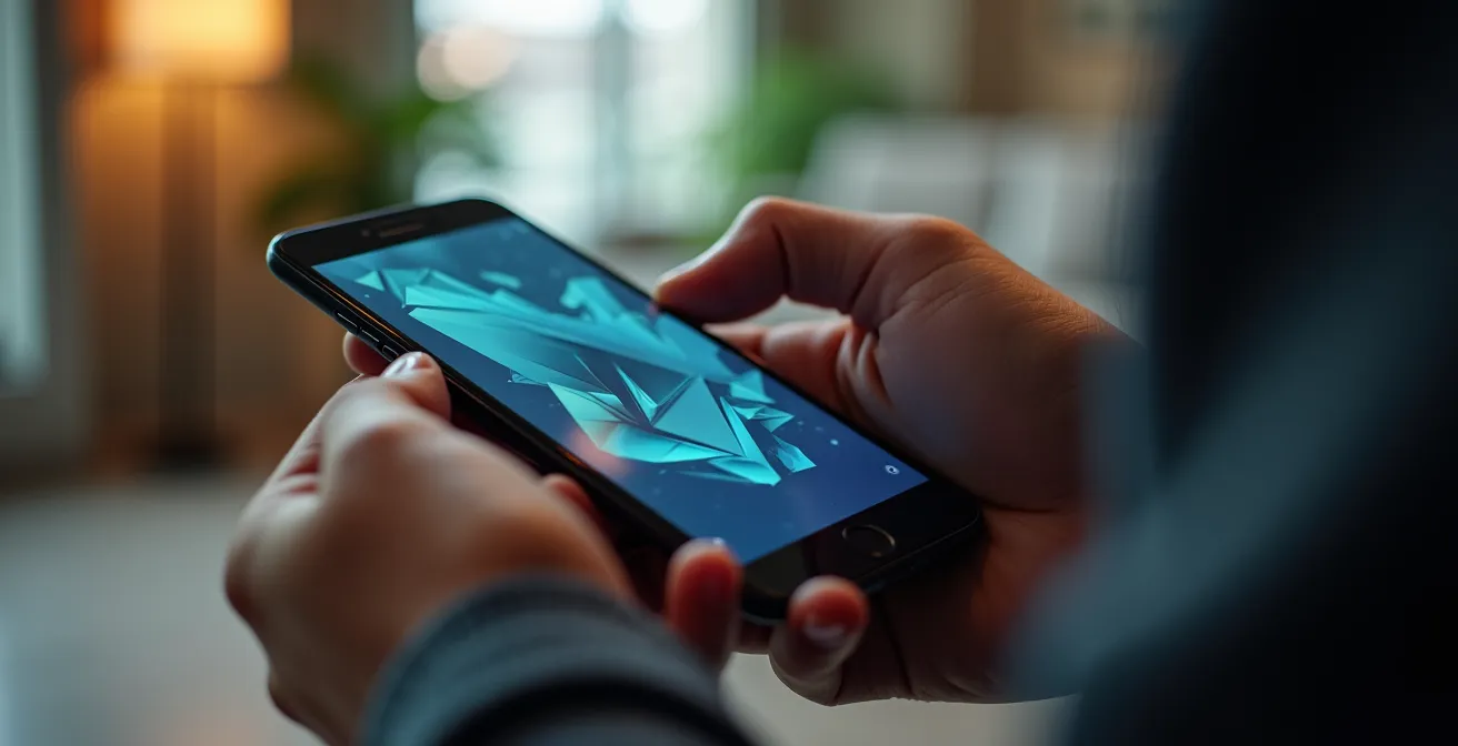 Vérification du numéro SIREN d'une entreprise de serrurerie sur un smartphone tenu en main.